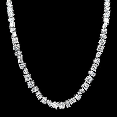 MULTI SHAPE FANCY NECKLACE 14KW DEF VS1 HPHT DIA 27.85CTS