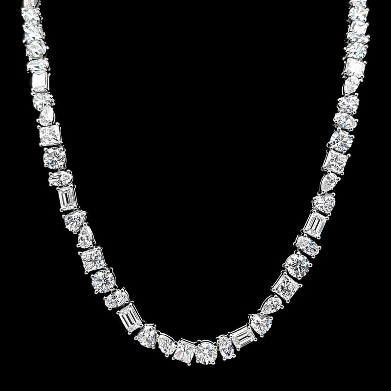 MULTI SHAPE FANCY NECKLACE 14KW DEF VS1 HPHT DIA 27.85CTS
