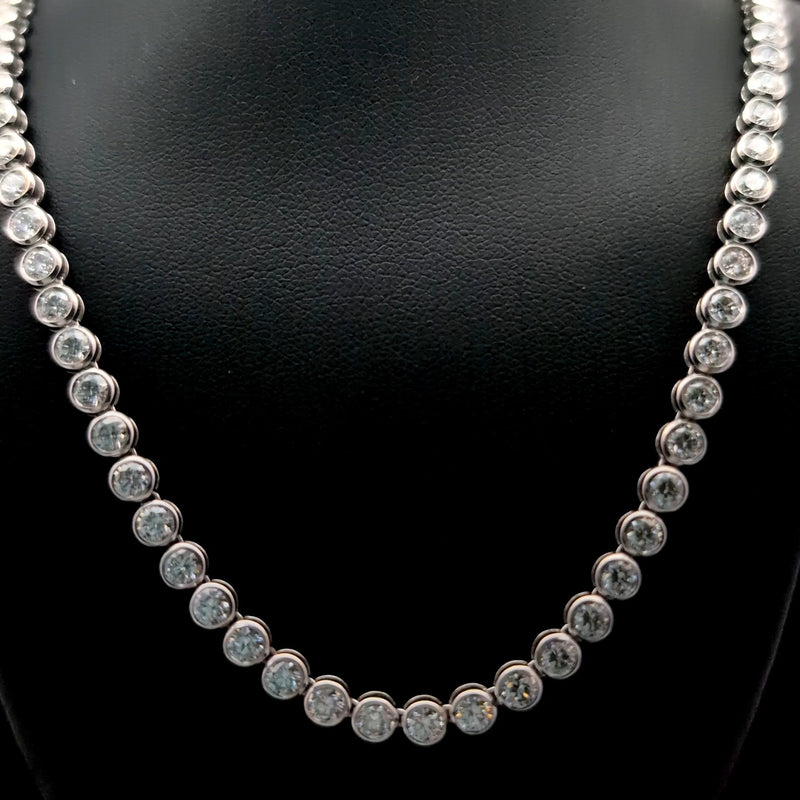 BEZEL TENNIS NECKLACE 14KW FG VS2 CVD DIA 10.77CTS