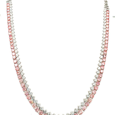 TENNIS NECKLACE 14KW PINK/FG VS2 CVD DIA 9.69CTS