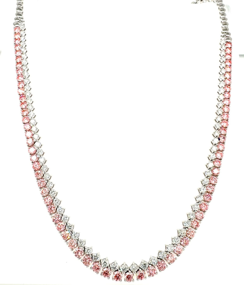 TENNIS NECKLACE 14KW PINK/FG VS2 CVD DIA 9.69CTS