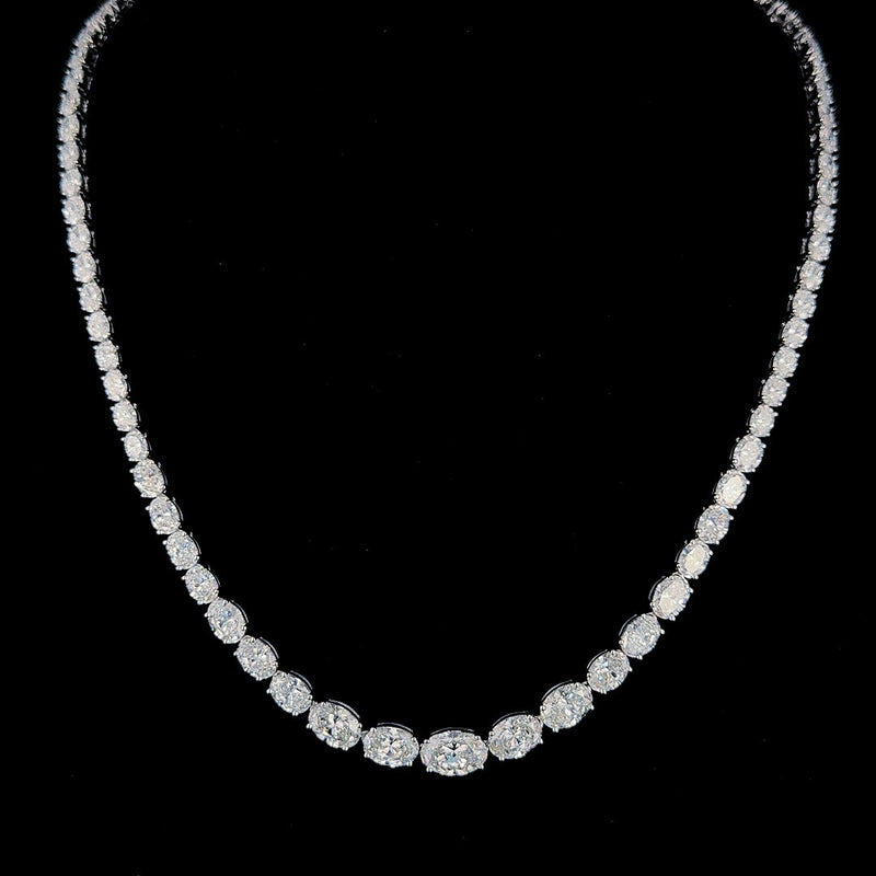 (1.77CTS) RIVIERA OVAL SHAPE NECKLACE 14KW FG VS CVD DIA 25.28CTS