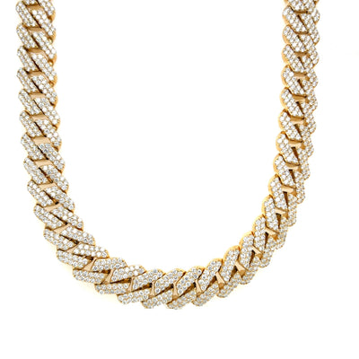 CUBAN NECKLACE SILVER EF VS1 HPHT DIA 21.60CTS