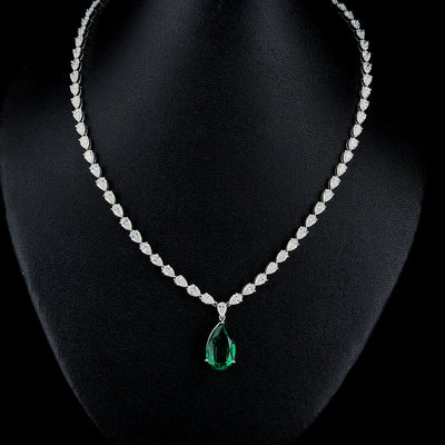 PEAR SHAPE TENNIS NECKLACE 14KW FG VS CVD DIA 36.84CTS
