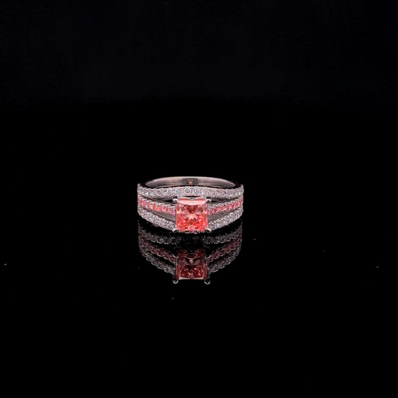(1.19CT) IGI PRINCESS ENGAGEMENT RING 14KW PINK VS2 CVD DIA 2.09CTS