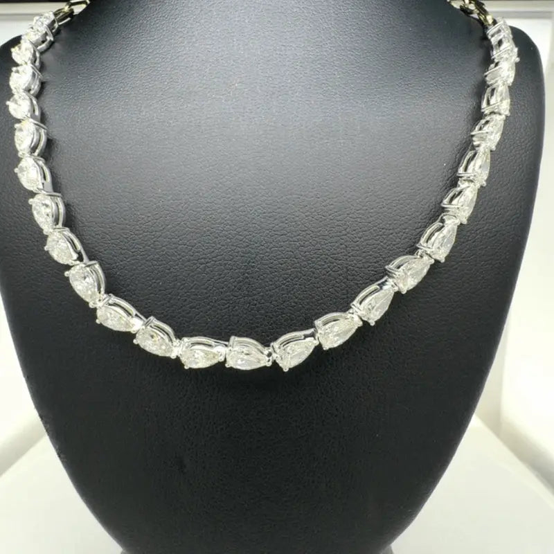PAPER CLIP NECKLACE 14KW/Y HI VS1 CVD DIA 8.9CTS