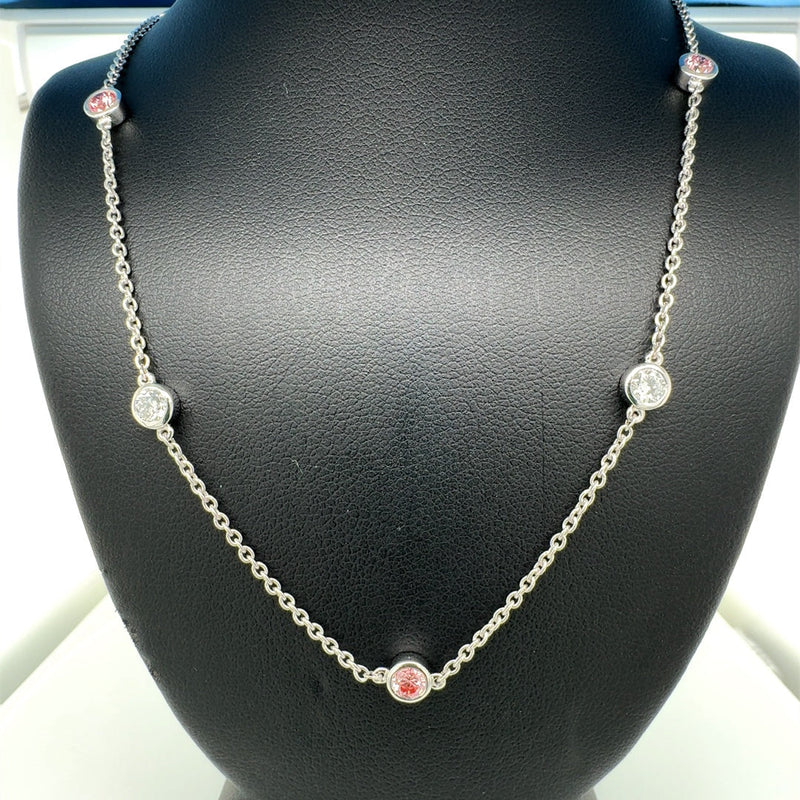 DIAMOND BY THE YARD NECKLACE 14KW EF/PINK VS2 HPHT DIA 1.91CTS
