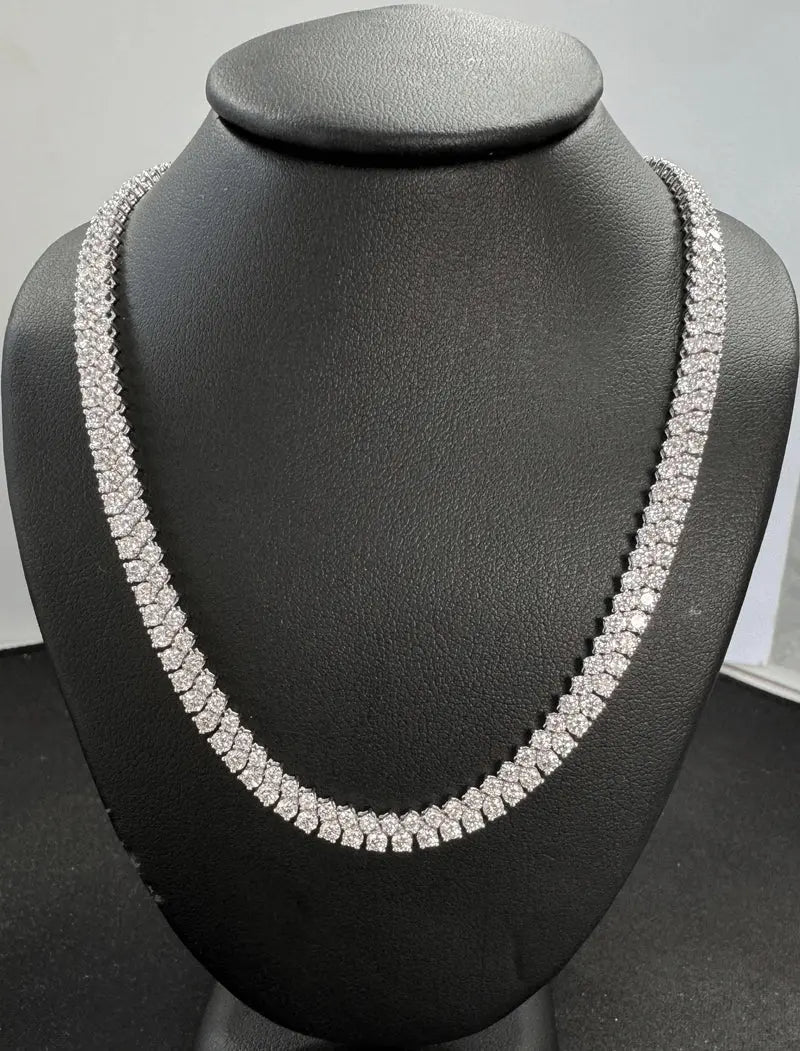 2 ROW NECKLACE 14KW EF VS2 HPHT DIA 15.37CTS