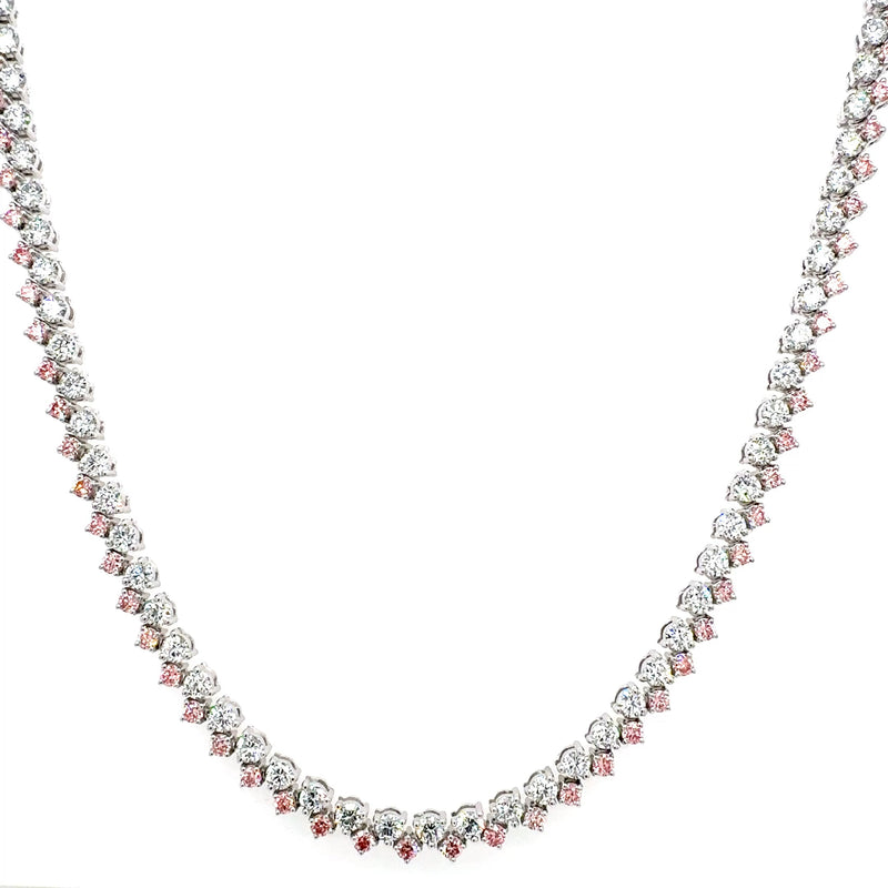 TENNIS NECKLACE 14KW PINK/EF VS HPHT DIA 10.53CTS