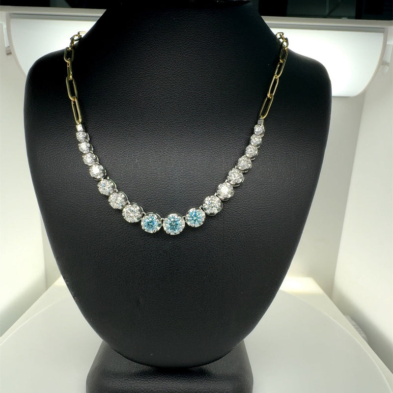 PAPER CLIP NECKLACE 14KW/Y FG/BLUE VS2 CVD DIA 2.6CTS