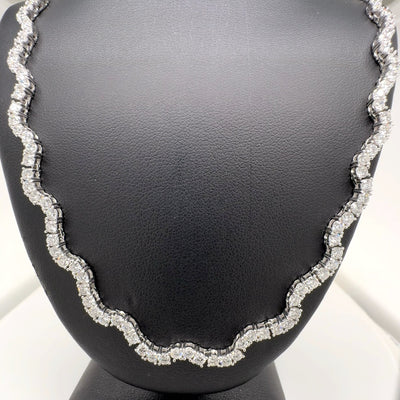 WAVE NECKLACE 14KW F VS2 CVD DIA 10.37CTS