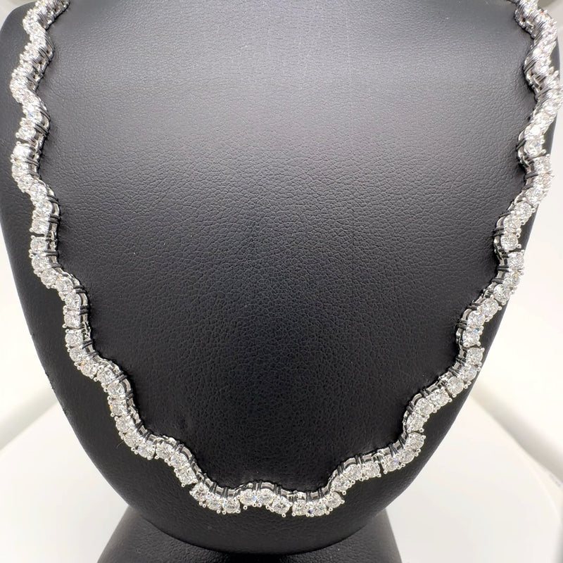 WAVE NECKLACE 14KW F VS2 CVD DIA 10.37CTS