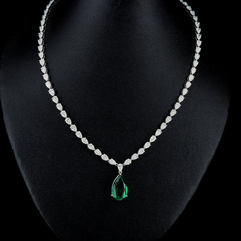 PEAR SHAPE TENNIS NECKLACE 14KW FG VS CVD DIA 36.83CTS