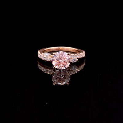 FANCY SOLITAIRE RING 14KR PINK VS2 CVD DIA 2.94CTS