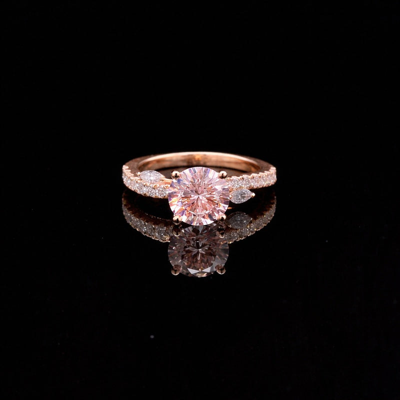FANCY SOLITAIRE RING 14KR PINK VS2 CVD DIA 2.94CTS
