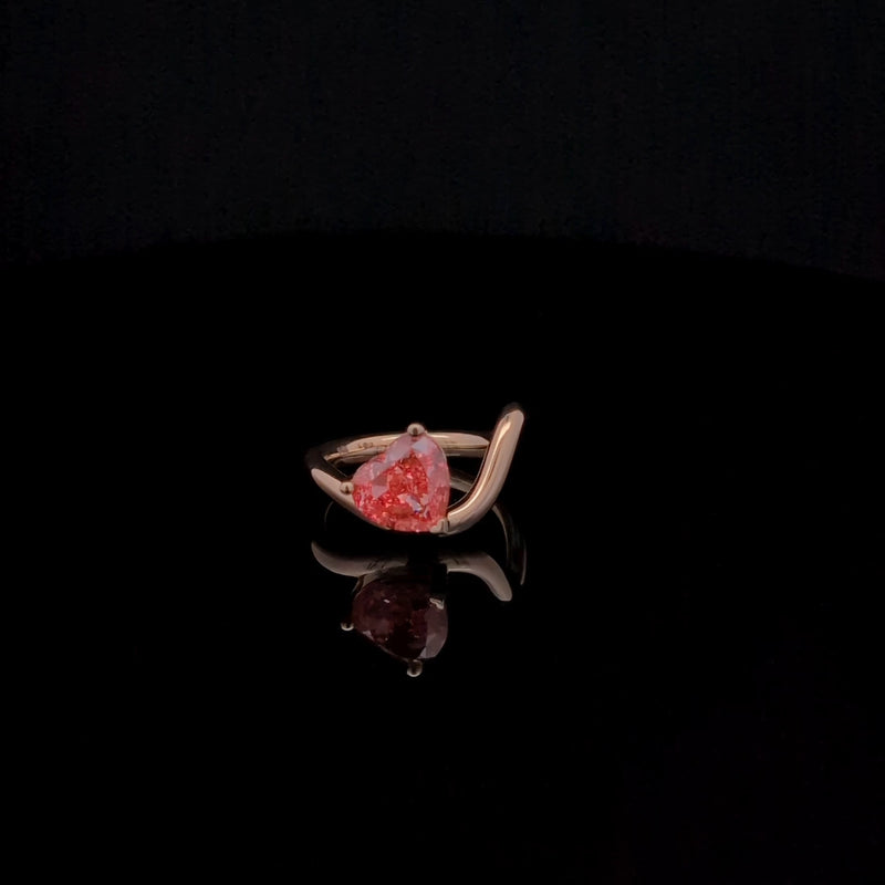 (3.27CT) IGI HEART FANCY SOLITAIRE RING 14KY PINK VVS2 CVD DIA 3.27CTS