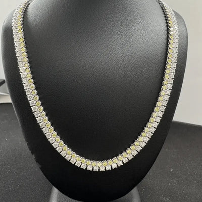 TENNIS NECKLACE 14KW YELLOW/EF VS2 HPHT DIA 7.61CTS