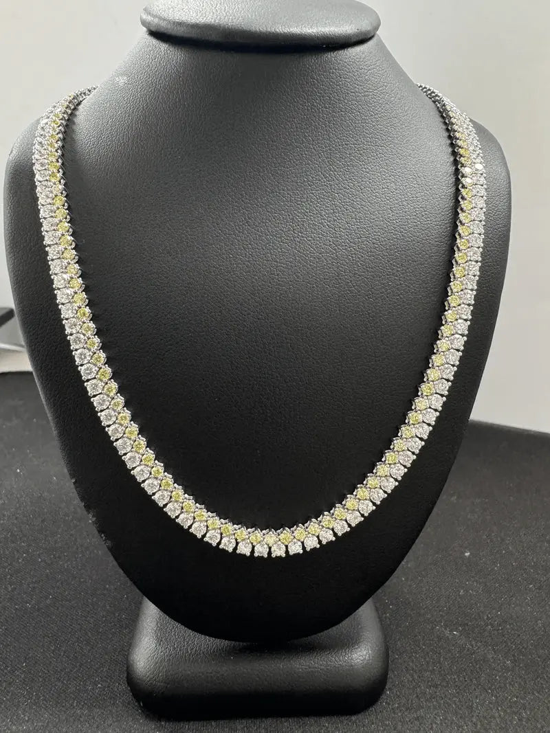TENNIS NECKLACE 14KW YELLOW/EF VS2 HPHT DIA 7.61CTS