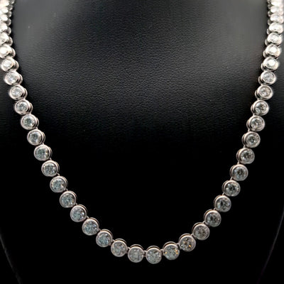 BEZEL TENNIS NECKLACE 14KW FG VS2 CVD DIA 10.81CTS