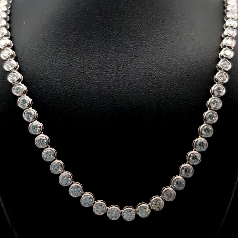 BEZEL TENNIS NECKLACE 14KW FG VS2 CVD DIA 10.81CTS