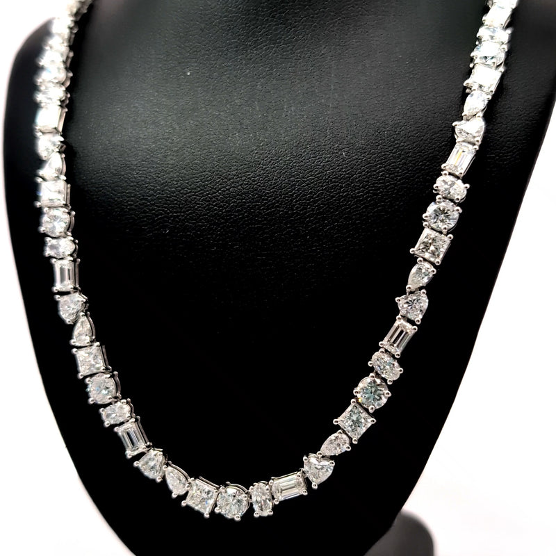 MULTI SHAPE FANCY NECKLACE 14KW DEF VS1 HPHT DIA 27.85CTS